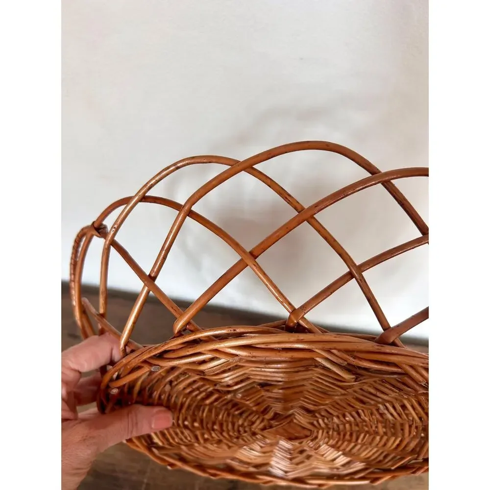 Vintage French Willow Fruit Basket with Handles | Cottagecore Prairiecore